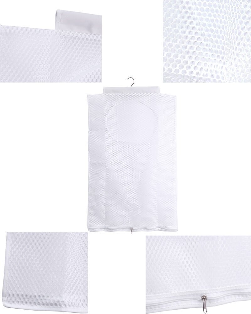 ALYER Breathable Mesh Laundry Hamper,Foldable Hanging Closet Storage Basket,Portable Space Saving Dirty Clothes Bag (White) - Image 3